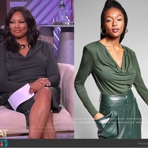 NWT Jeannie Mai X Inc Bianca Cowlneck Thong Bodysuit Deep Green XS